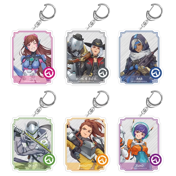 Overwatch 2 character rectangle D.Va Kiriko Genji Mercy Tracer Reaper Hanzo Ana Juno Chibi Acrylic keychain Bag pendant Toy gift - AliExpress 