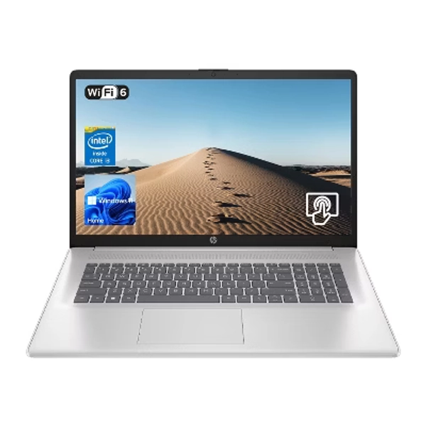 HP Essential 17.3" Touch Laptop, i3-N305, UHD Graphics, 16GB RAM, 128GB eMMC + 512GB SSD, Wi-Fi 6, Windows 11 Pro, Silver