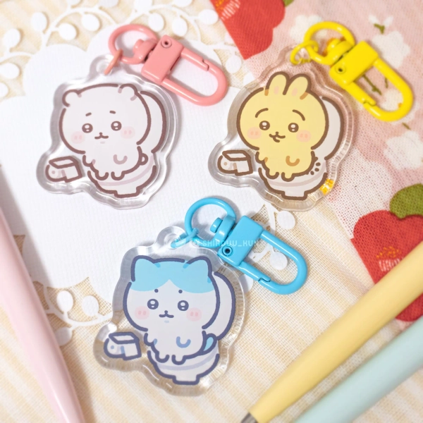Chiikawa Toilet Time Keychain Double-sided Acrylic Charm
