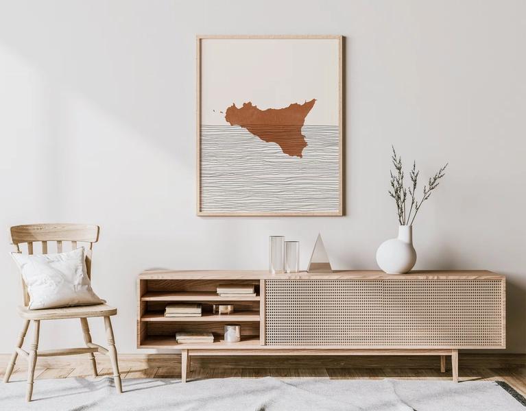 Sicilia Art Print - Boho Sicilia Island Wall Art, Sicilia Italy Travel Poster, Aeolian Islands Wall Decor / Gift