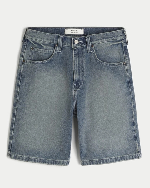 Medium Wash Baggy Denim Shorts