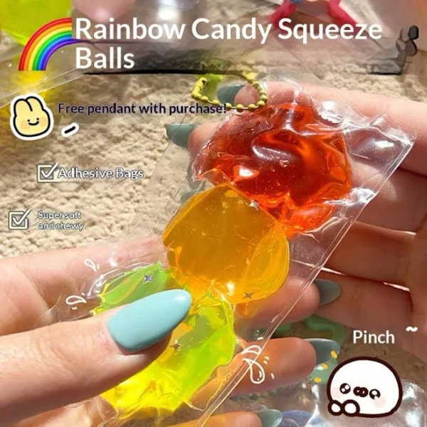 2026 New Rainbow Squeeze Ball, Mini Squishy Stress Relief Toy, Interactive Fidget Toy, Perfect Gift For Boys, Girls, Friends, Family, Birthday, Party,