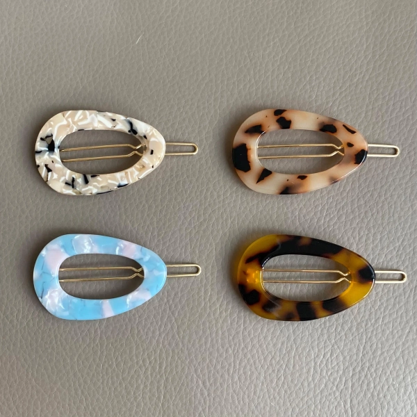 French Minimalist Acrylic Oval Hair Clip: Chic Side Bang Barrette