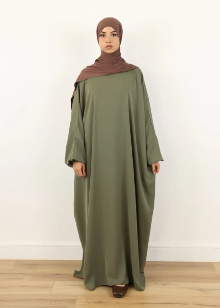 Abaya Farasha Anissa - Premium Korean Nida - Sage Khaki - Ina Collection