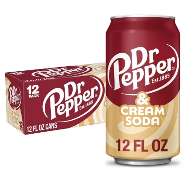 Dr Pepper Cream Soda - 12pk/12 fl oz Cans: Caffeinated