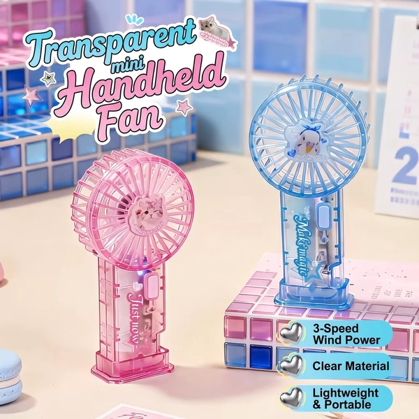 Cute Kawaii Pet Mini Fan Portable Handheld Desk Fan Transparent Cat Dog Pocket USB Rechargeable Cooling Fan for Girls Gift - AliExpress 6
