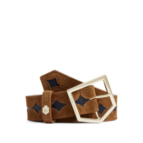 Fairfax & Favor Ladies Ohio Belt Tan/Navy Suede
