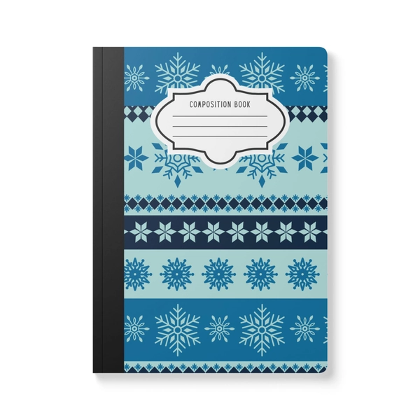 Light Blue Snowflake Composition Notebook | College Ruled Journal for School, Office Writing