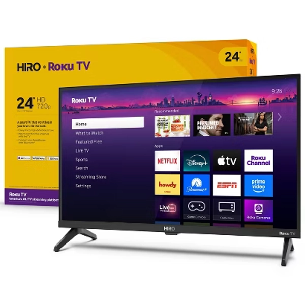 Hiro Roku TV 24" 720p HD Smart TV Flat Screen LED Television with Roku TV and Dolby Audio for Streaming