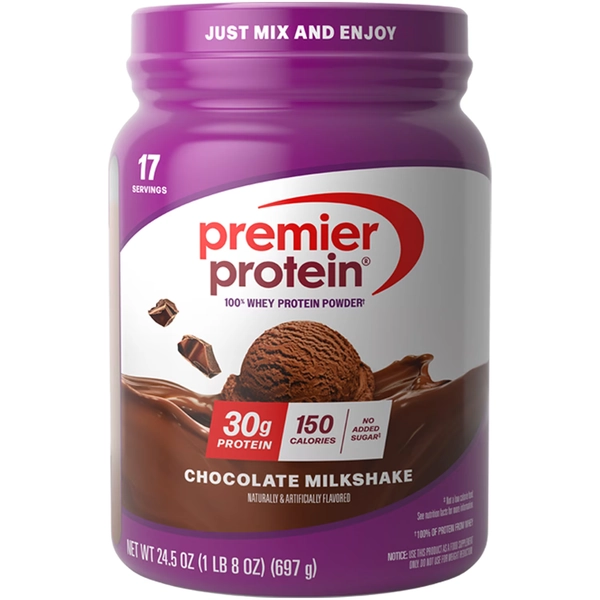 Premier Protein 100% Whey Protein Powder, Chocolate Milkshake, 30g Protein, 24.5 oz, 1.5 lb - Walmart.com