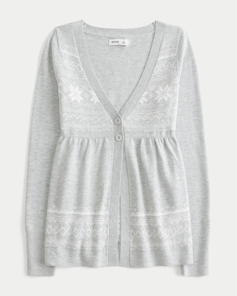 Long-Sleeve Flyaway Babydoll Cardigan