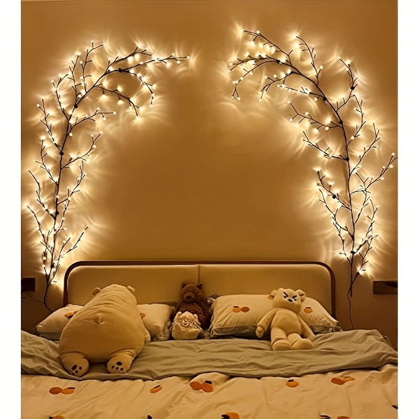 [Warm White USB Lights] 96 LED Branch Lights 1/2pcs USB Powered | 8 Lighting Modes, Warm White | Decorative Tree Lights For Bedroom, Living Room, Wall Decor, Party, Wedding, Christmas Holiday Lights, Cozy Ambience, Easy Plug-in Indoor Lighting