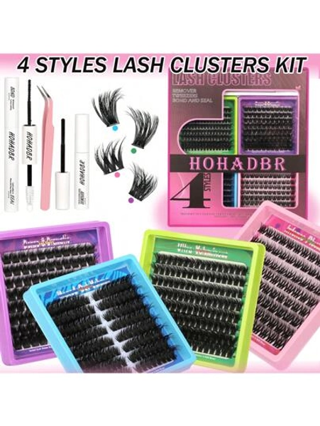 Lash Clusters  Natural Fluffy Lash Clusters 80D+100D+120D+150D Fluffy Wispy Lash Clusters D Curl Lash Extension 10-18MM Individual Lash Clusters Cluster Eyelash Extensions For Beginners