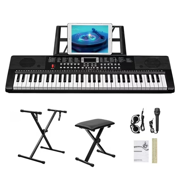 Glarry 61 Keys Keyboard Piano with X Stand, Bench, Built In Speakers for Beginners, for Beginners