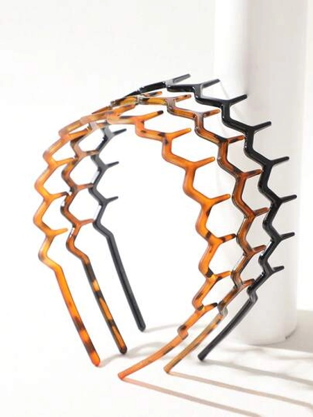 3pcs Wavy Toothed Headbands, Simple Non-Slip Hair Bands, Leopard Print Multi-Color, Suitable For Men And Women Hair Care, Hair Hoop ,Hairband For Women Hair Accessories