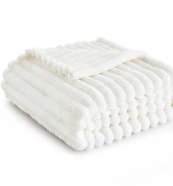 Bedsure Flannel Fleece Blanket for Girls, 300 GSM Soft and Cozy Blanket for Dorm & Home Decor, All-Season Gift Bedsure Color: Off White Size: Throw