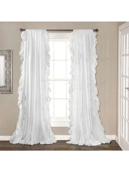 1/2 Pieces French Romantic White Sheer Ruffle Curtain, White Farmhouse Butterfly Valance Curtain For Balcony, Living Room, Bedroom Decor,Fall Decor,Autumn Decor,Room Decor