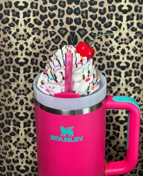 Stanley Accessory Topper- Faux Whipped Cream Topper with chocolate drizzle, sprinkles, and cherry