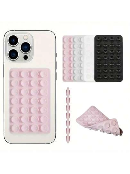 Silicone Suction Cup Phone Stand, 28 Independent Suction Cups Without Adhesive, Reusable Double-Sided Stand Suitable For Makeup, Fitness, Shower, Car And Kitchen Use Compatible With IPhone, Android Phone, Gift For Birthday, Family, Friends Phone Holder, Phone Accessories