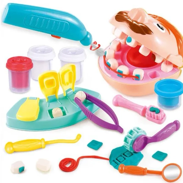 3D Dentist Play-Doh Set - 32-Piece Mold Kit with Dental Tools & Oral Model | Educational Role-Play