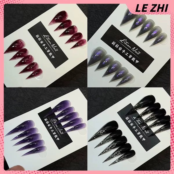 Spicy Girl Handmade Long Beast Claw Dragon Shaped Claw Full Cover Nails Colorful Flash Powder Gradients Reusable Press On Nails - AliExpress 