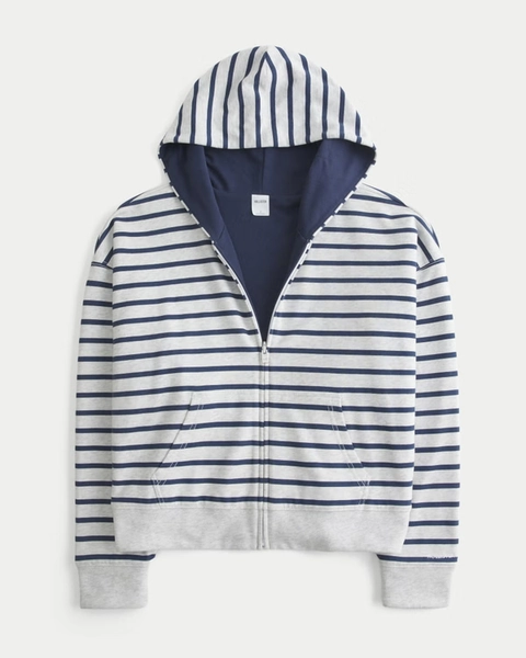 Hollister Feel Good Reversible Striped Zip-Up Hoodie