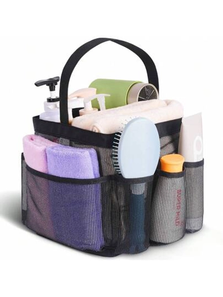 1pc Mesh Shower Caddy Basket Portable For College Dorm Room Essentials,Portable Bathroom Organizer For Travel,Shower Caddy Dorm With 8-Pocket Large Capacity,Shower Bag For Beach,Swimming,Gym