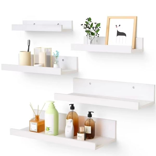 Floating Shelves, Sindcom Home Wood Shelf Wall Mounted, Set of 5, Multiple Sizes, White