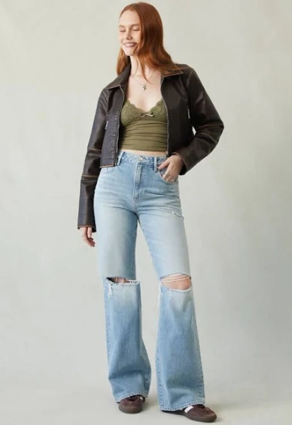 Pacsun Women's Hannah High Waist Ripped Girlfriend Jeans