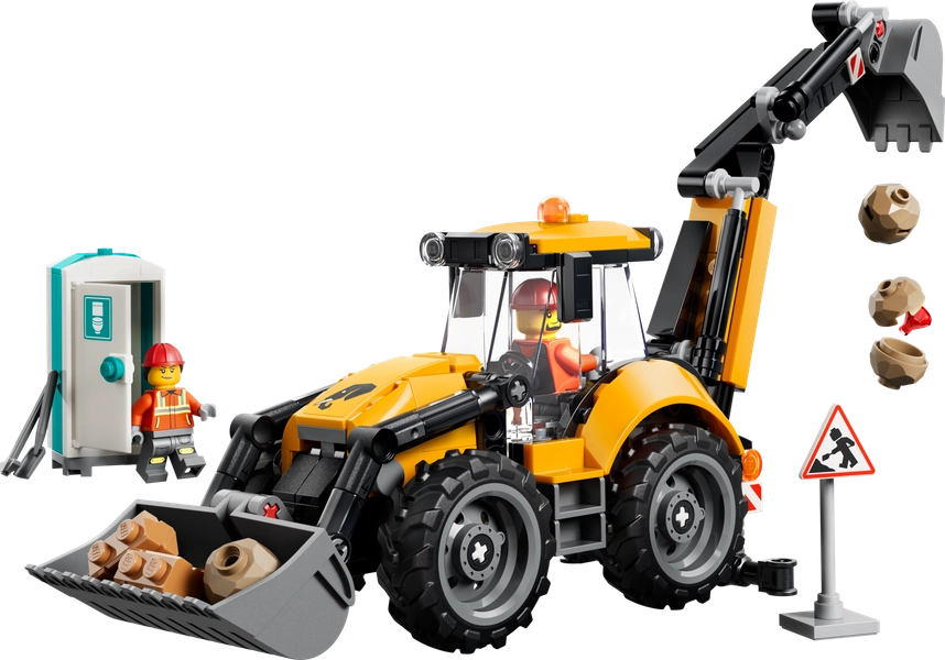 Yellow Backhoe Loader