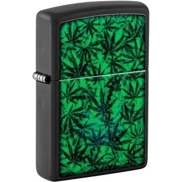 Zippo Lighter - Personalized Custom Message Engraved on Back for Leaf Designs Windproof Zippo Lighter (Leaf Pattern 48736), Green