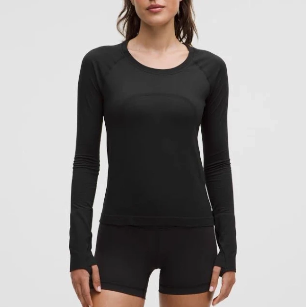 lululemon Women's Swiftly Tech Long-Sleeve Shirt 2.0 Waist Length - Size 6 | Black