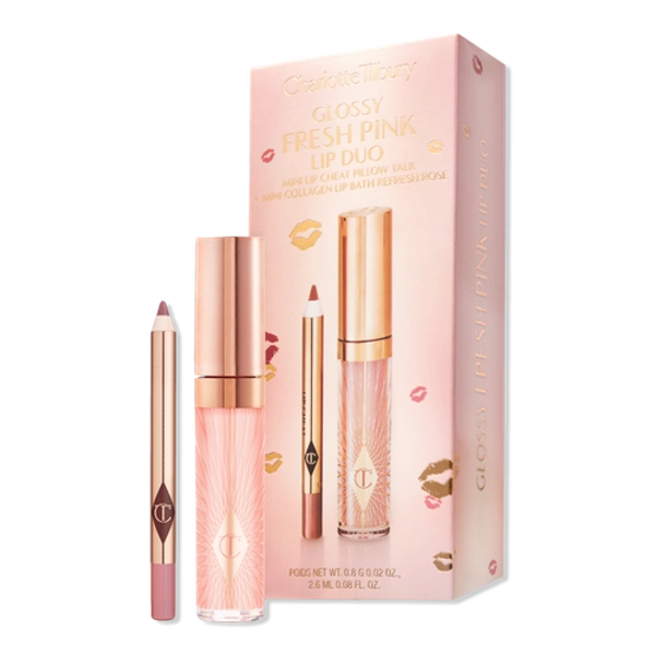 Mini Glossy Pink Lip Gloss + Lip Liner Set - Fresh Pink