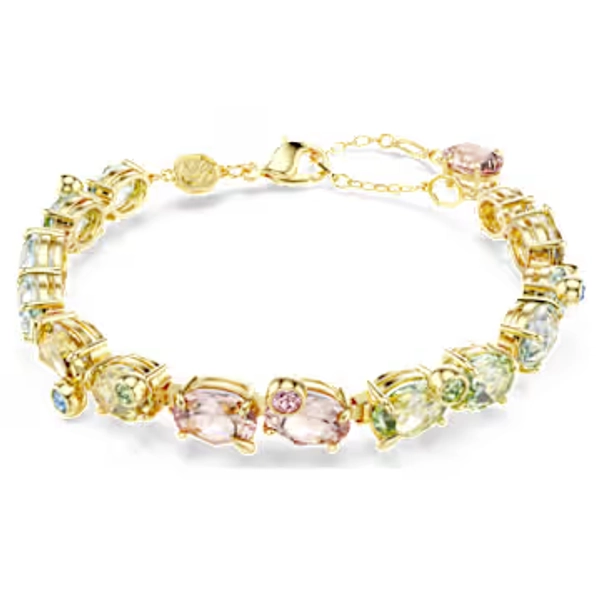 Gema bracelet, Mixed cuts, Multicolored, Gold-tone plated