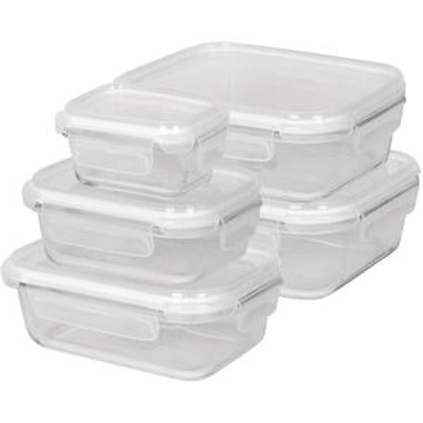 5pc Glass Food Storage Container Set with Lids - 5 Sizes