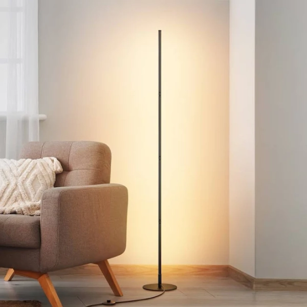 Ebern Designs Adjustable Height Dimmable LED Corner Floor Lamp with Remote Control