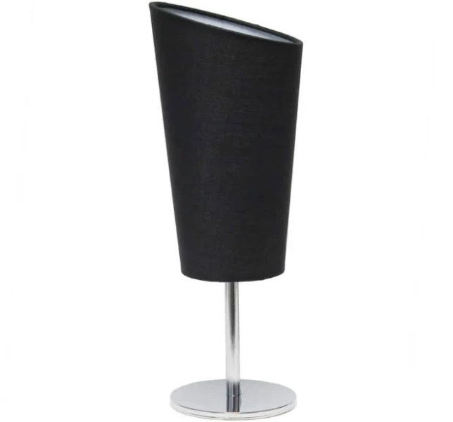 Simple Designs Mini Chrome Table Lamp with Angled Fabric Shade