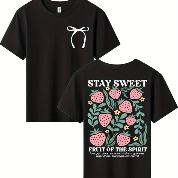 Girls' Dual-Sided Print Cotton T-Shirt