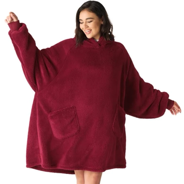 Plush Sherpa Blanket Hoodie Cozy Wearable Fleece Blanket