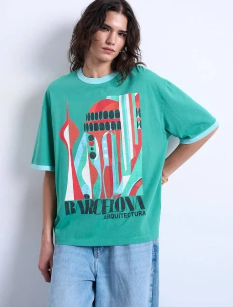 Topshop Barcelona Graphic Cotton T-Shirt