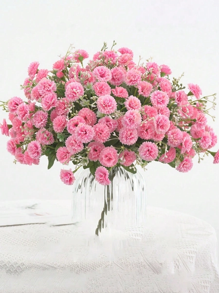 1PC Artificial Flowers Silk Carnation Bride Bouquet Fake Plants Room Decor Fall Decor Fake Flowers Garden Autumn Decor Centerpieces Vase For Home New Year's Decor Outdoor Garden Wedding Bouquet Living Room DIY Candy Box Garland Fake Plants Household Products