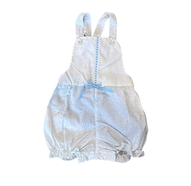 VTG Girl Bubble Romper 24 Months  One Piece Vintage 80s  Easter Blue floral Lace