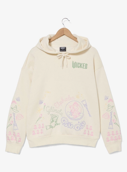 Wicked Glinda & Elphaba Embroidered Doodle Women's Hoodie - BoxLunch Exclusive