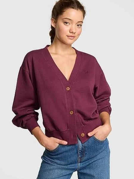 Victoria's Secret Pink Campus Fleece Cropped Women Cardigan