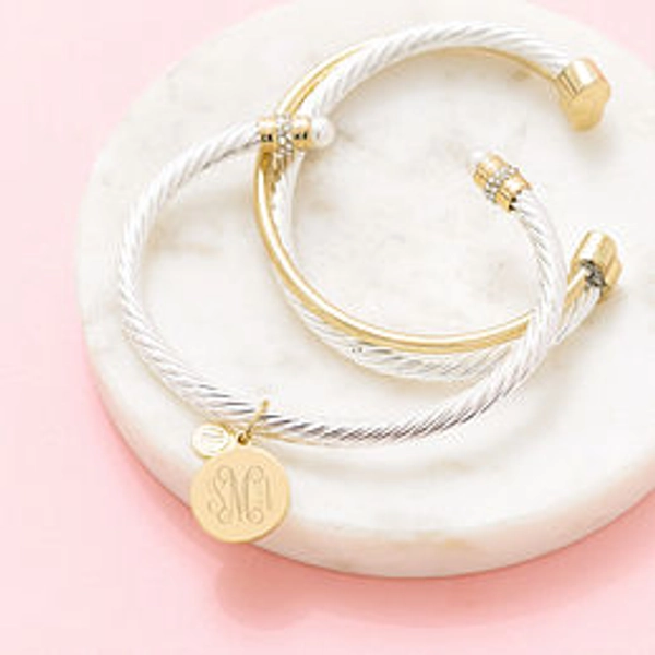 Monogrammed Cable Bracelet Set
