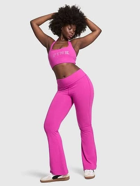 Pink All-Day Foldover Flare Leggings