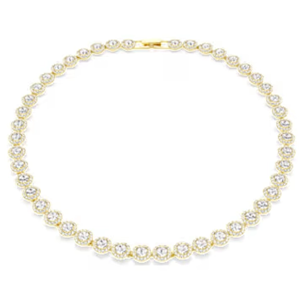 Una Angelic necklace, Round cut, White, Gold-tone plated
