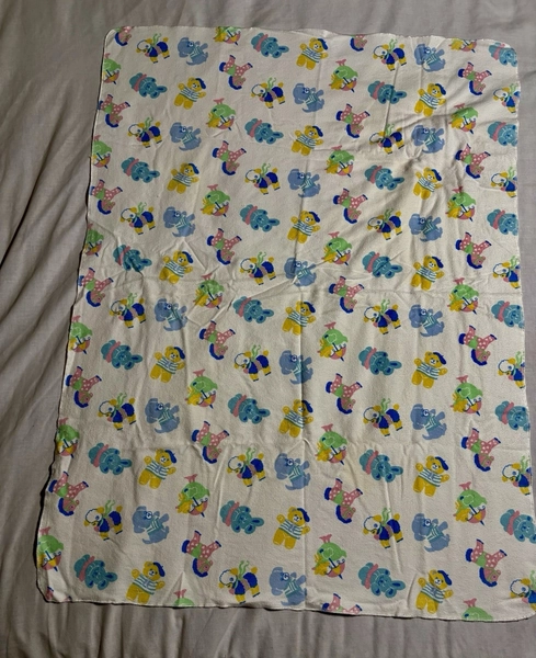 Vintage Flannel Baby Receiving Blanket Pastel  Animals Lovey Receiver Wrap 1980s