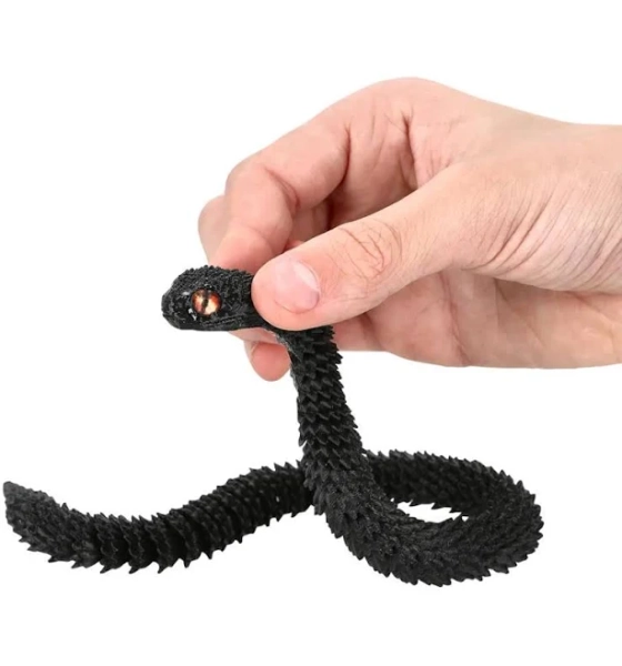 3/4" x 12" 3D-Printed Small Articulated Plastic Viper Toy