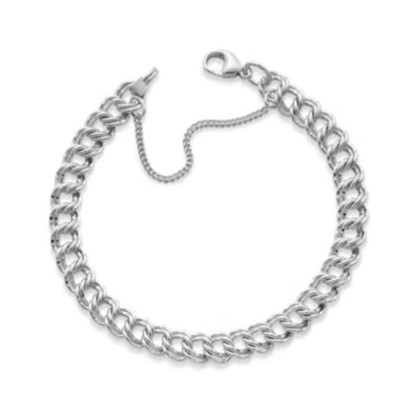 Medium Double Curb Charm Bracelet